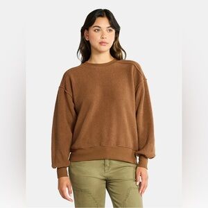 NWT Time and Tru Women’s Warm Coffee Reverse Fleece Pullover Sweatshirt Size L